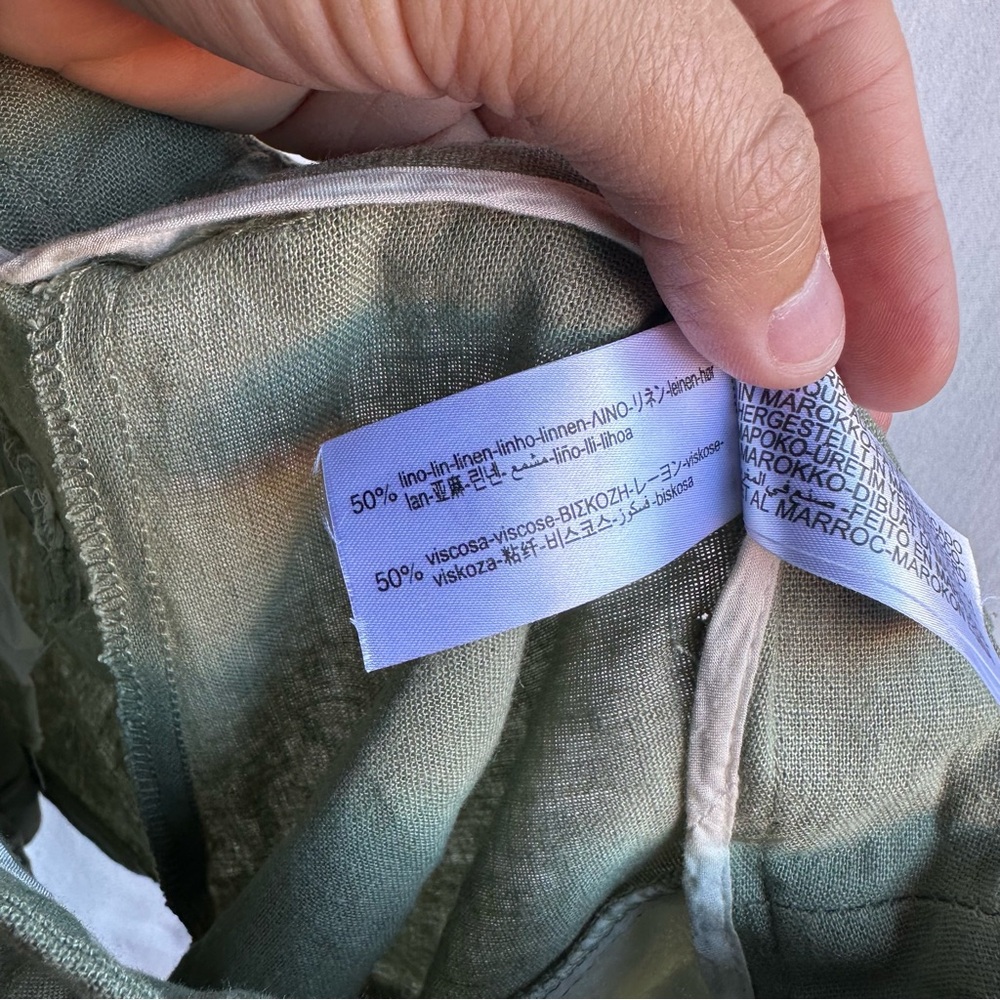 Zara Army Green Linen Blend Flowy Trouser Shorts / Size S - Picture 6 of 6